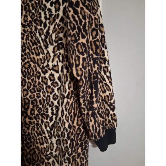 Nick & Nora Cat Footed Pajamas S Union Suit Cheetah Leopard Print Fleece 1 pc - Picture 7 of 11
